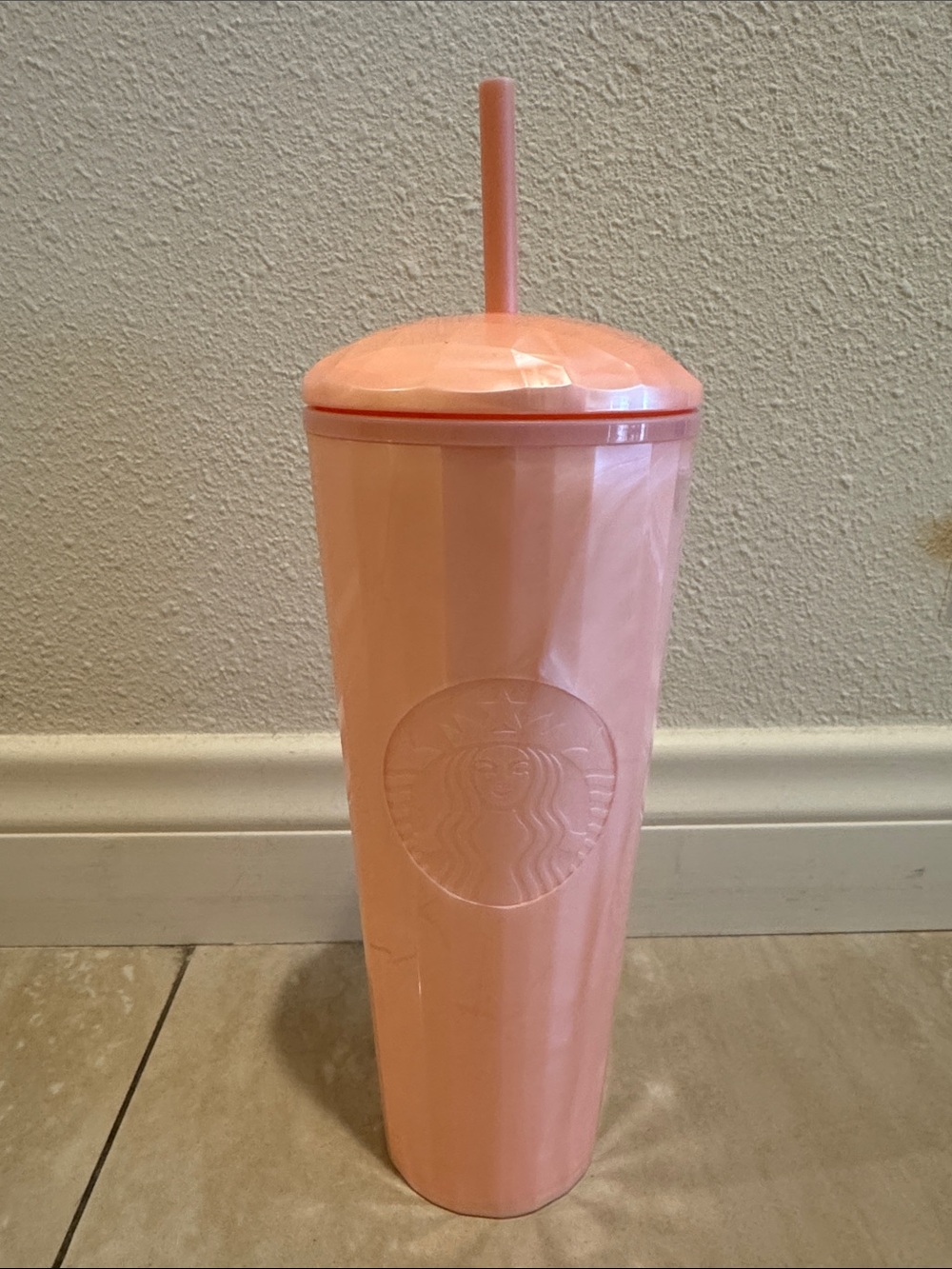 Starbucks Peach-Pink Ombre Cold Cup with Straw